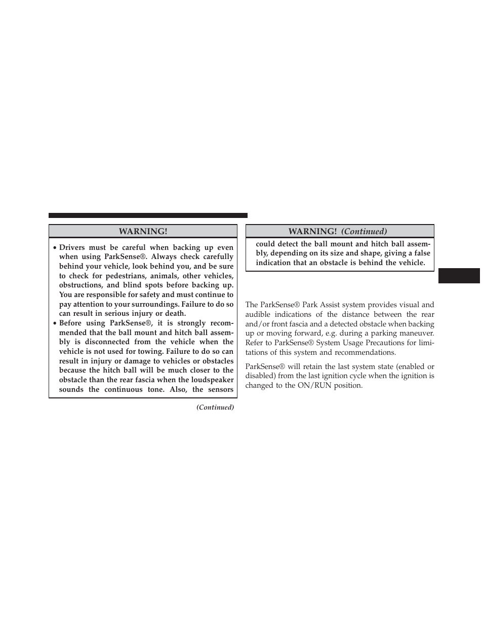 Parksense® front and rear park, Assist — if equipped | Jeep 2014 Grand Cherokee SRT - Owner Manual User Manual | Page 231 / 613