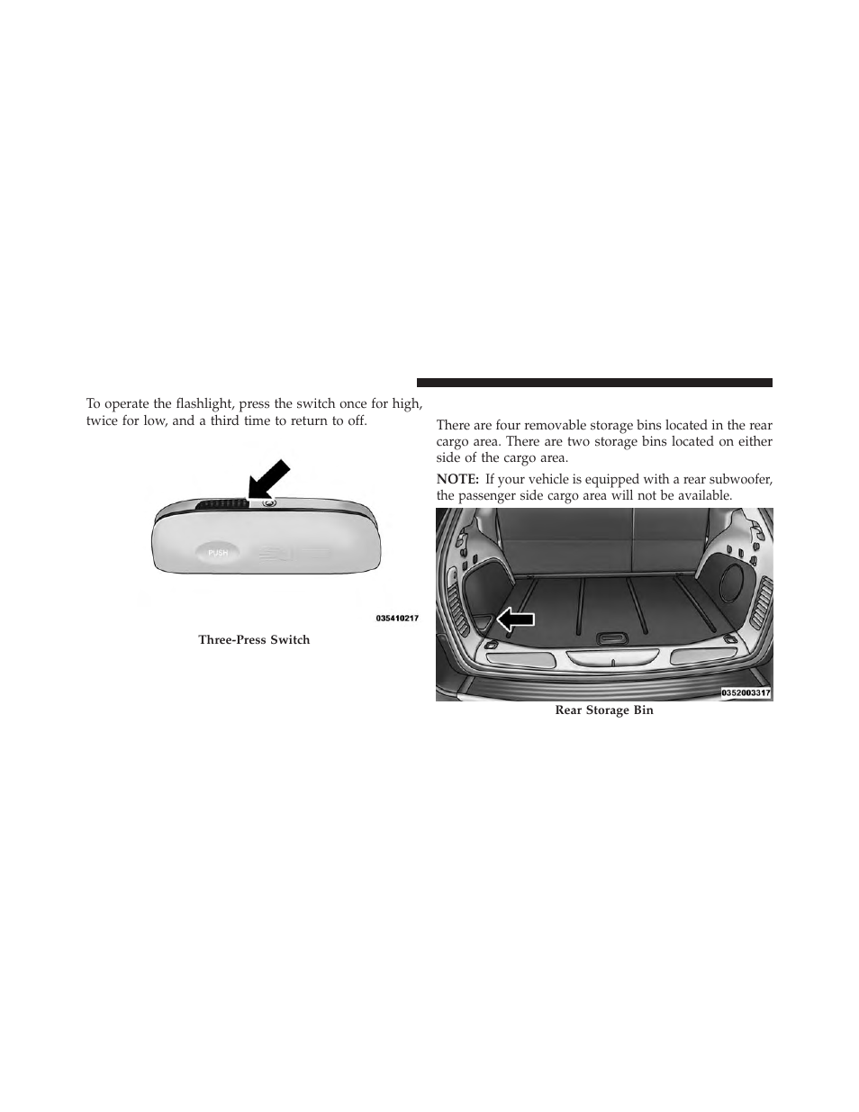 Cargo storage bins | Jeep 2014 Grand Cherokee SRT - Owner Manual User Manual | Page 276 / 613