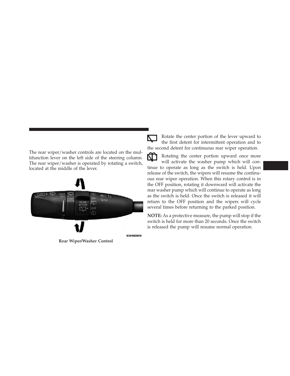 Rear window features, Rear window wiper/washer | Jeep 2014 Grand Cherokee SRT - Owner Manual User Manual | Page 281 / 613