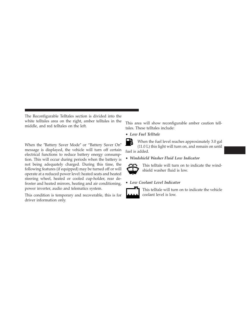 Evic amber telltales, Battery saver mode/battery saver on, Message — if equipped | Jeep 2014 Grand Cherokee SRT - Owner Manual User Manual | Page 307 / 613