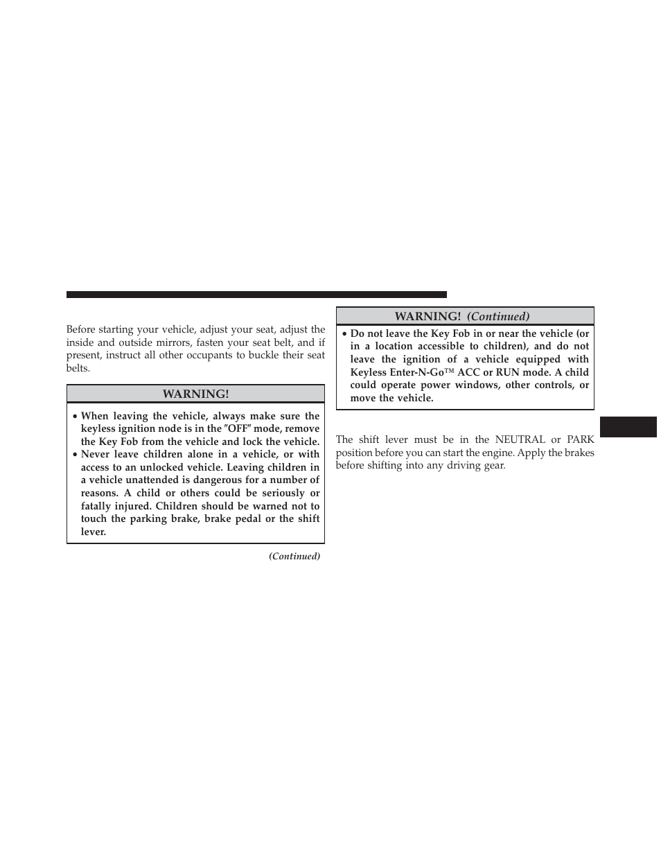 Starting procedures, Automatic transmission | Jeep 2014 Grand Cherokee SRT - Owner Manual User Manual | Page 383 / 613