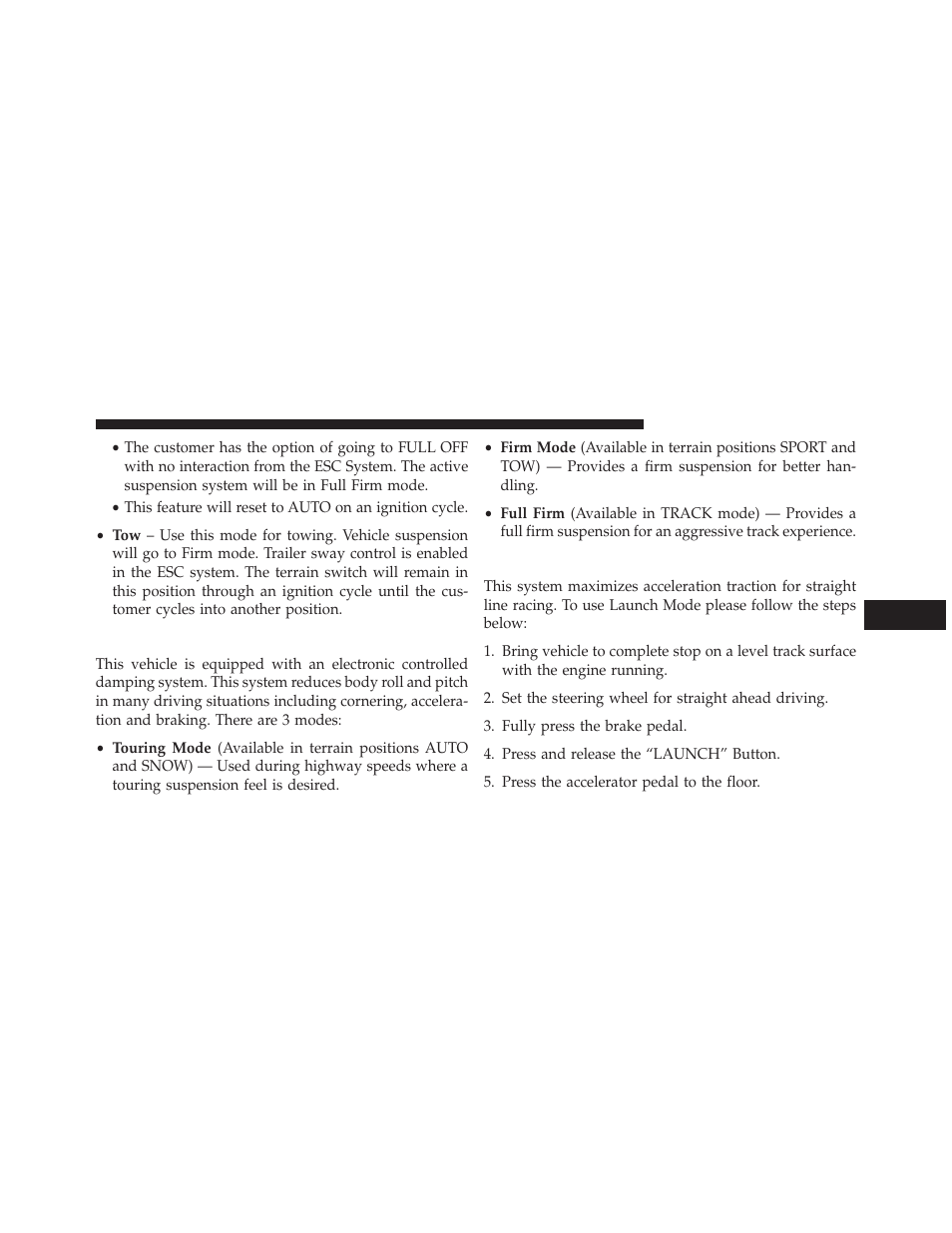 Active damping system, Launch mode — if equipped | Jeep 2014 Grand Cherokee SRT - Owner Manual User Manual | Page 403 / 613
