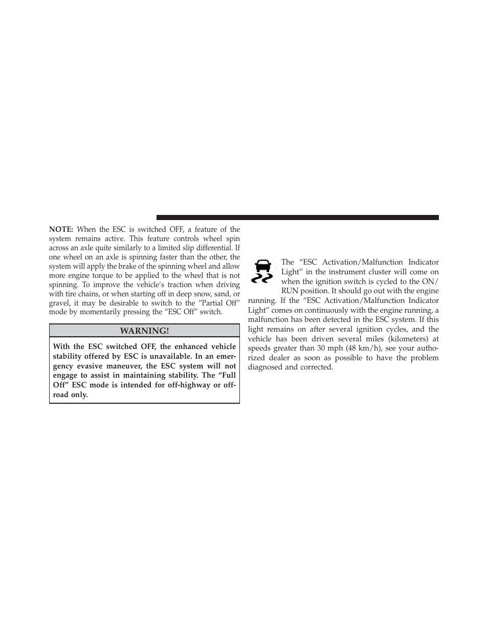 Esc activation/malfunction indicator light and, Esc off indicator light | Jeep 2014 Grand Cherokee SRT - Owner Manual User Manual | Page 418 / 613