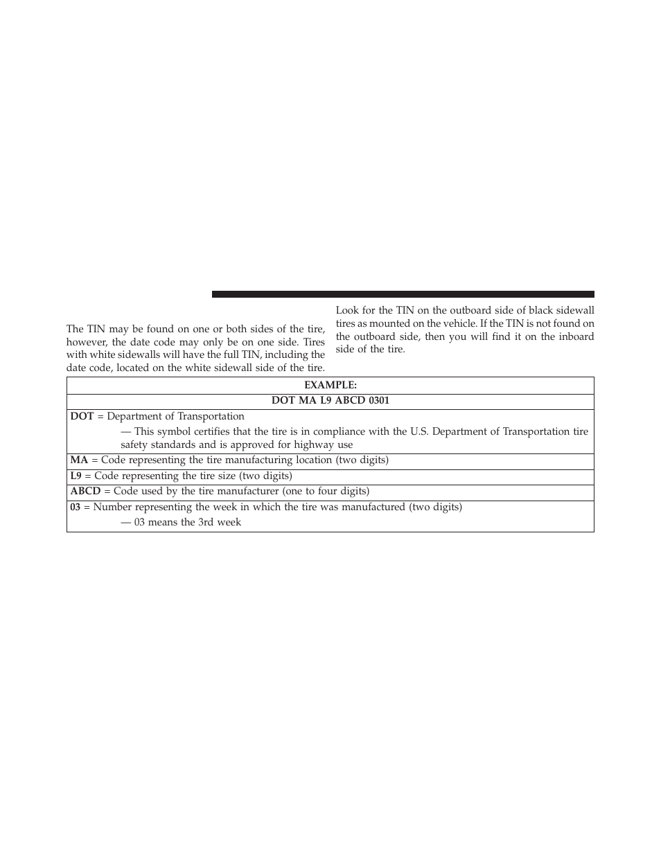 Tire identification number (tin) | Jeep 2014 Grand Cherokee SRT - Owner Manual User Manual | Page 424 / 613