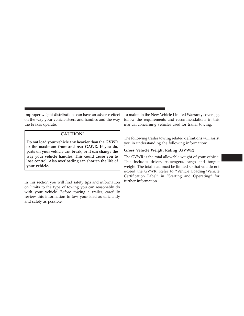Trailer towing, Common towing definitions, Gross vehicle weight rating (gvwr) | Jeep 2014 Grand Cherokee SRT - Owner Manual User Manual | Page 463 / 613