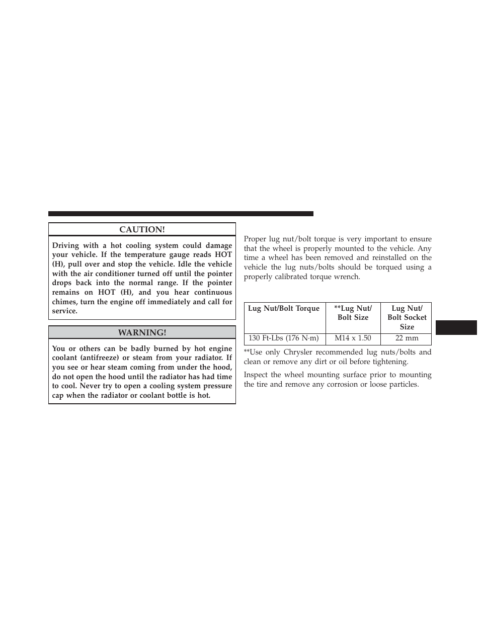 Wheel and tire torque specifications, Torque specifications, Wheel and tire torque | Specifications | Jeep 2014 Grand Cherokee SRT - Owner Manual User Manual | Page 479 / 613