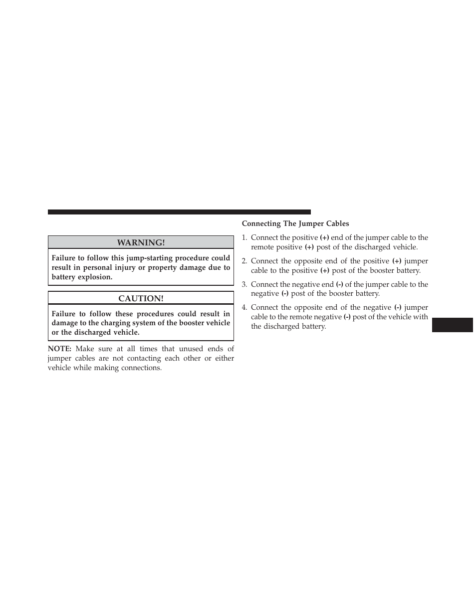 Jump-starting procedure | Jeep 2014 Grand Cherokee SRT - Owner Manual User Manual | Page 495 / 613