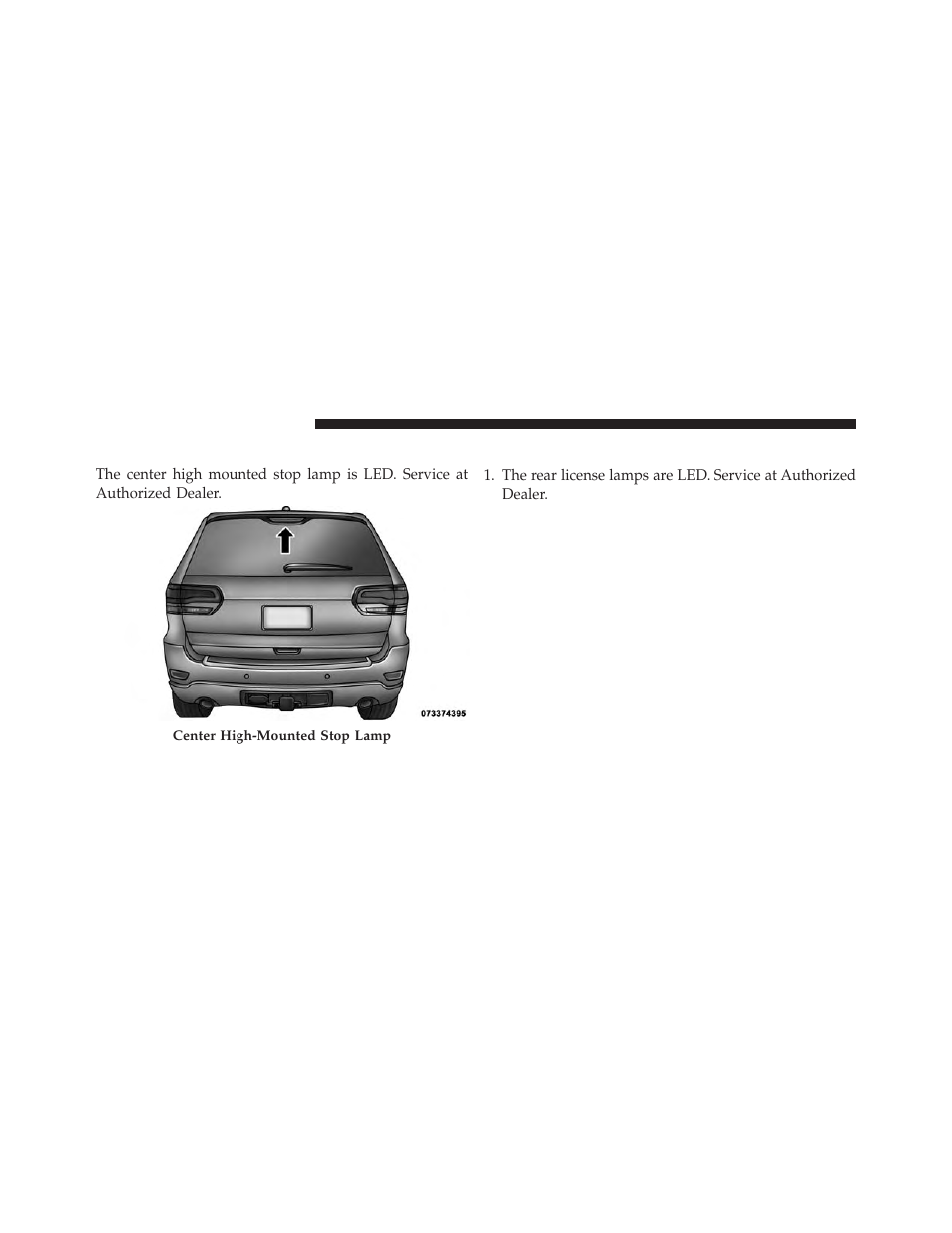Center high-mounted stop lamp (chmsl), Rear license lamp | Jeep 2014 Grand Cherokee SRT - Owner Manual User Manual | Page 560 / 613