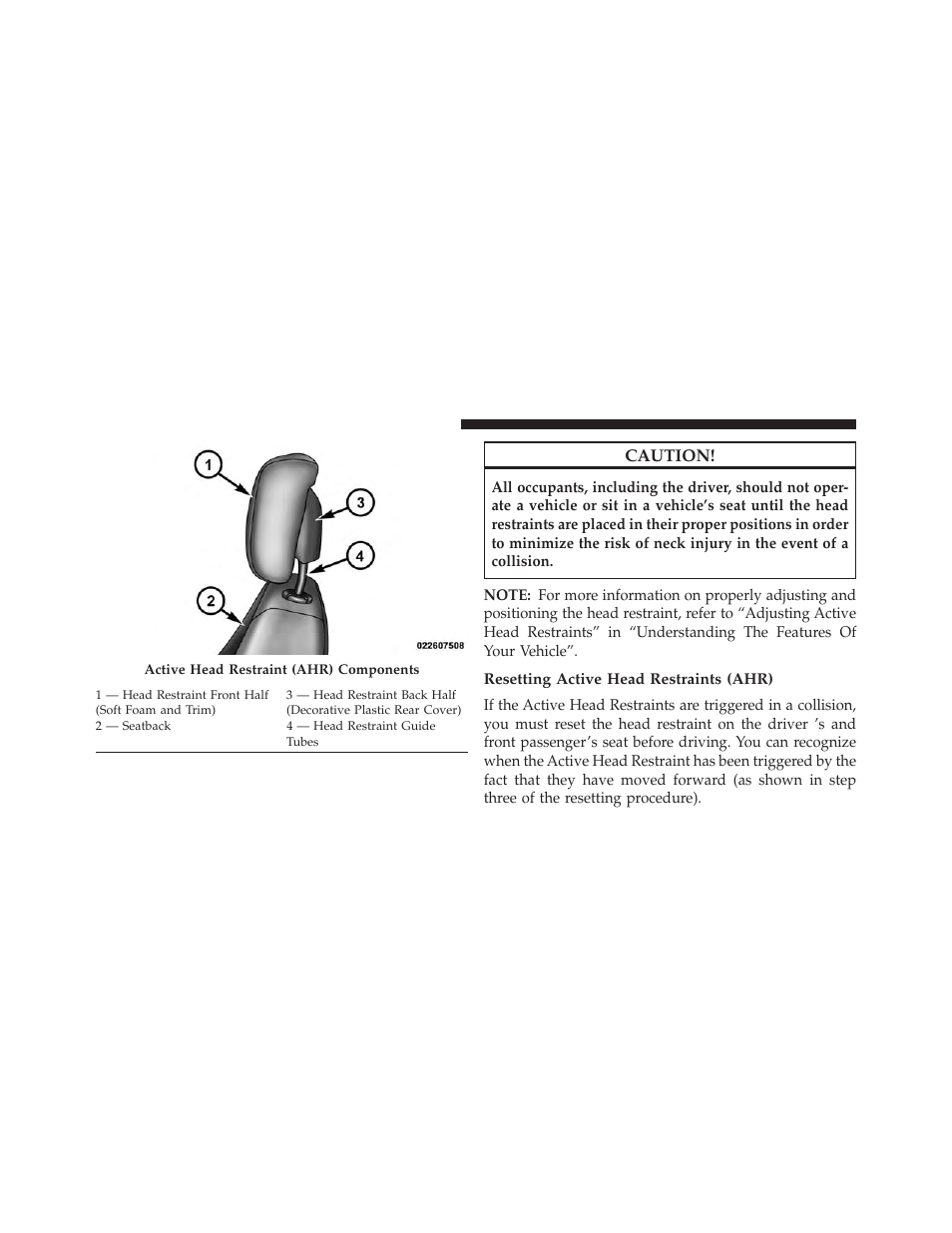 Resetting active head restraints (ahr) | Jeep 2014 Grand Cherokee SRT - Owner Manual User Manual | Page 66 / 613