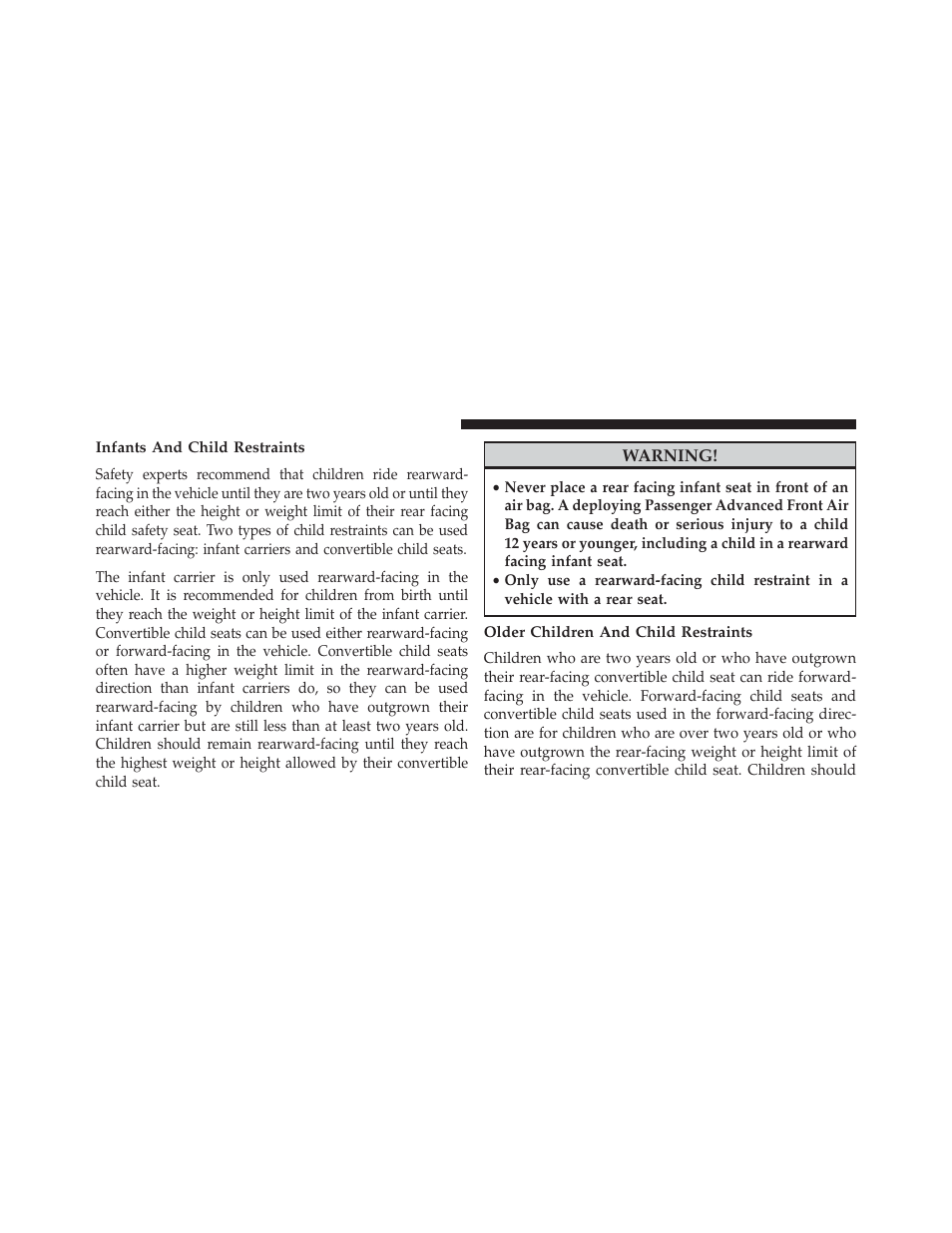 Infants and child restraints, Older children and child restraints | Jeep 2014 Grand Cherokee SRT - Owner Manual User Manual | Page 90 / 613