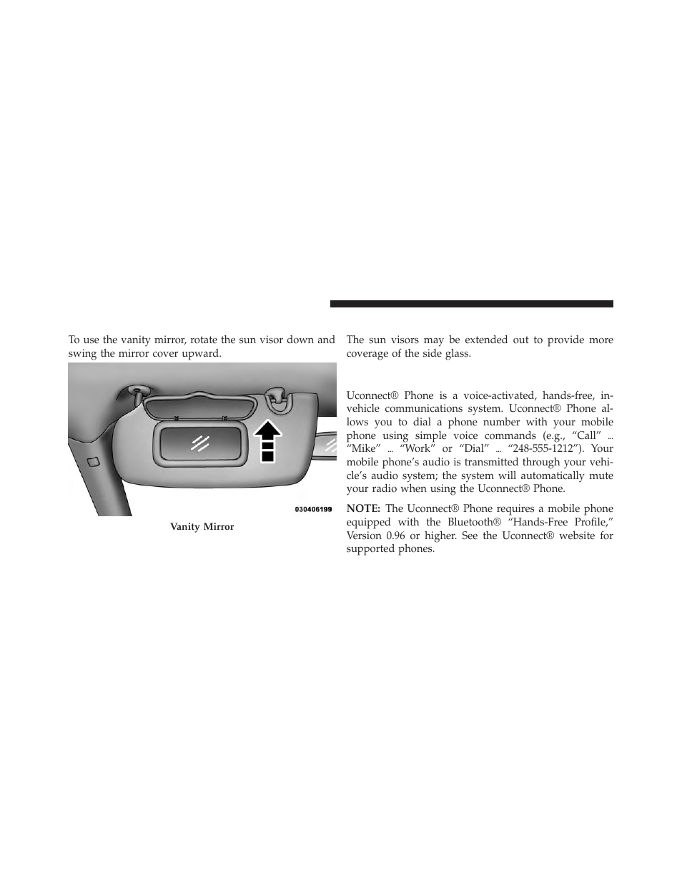 Vanity mirrors — if equipped, Sun visor sliding feature, Uconnect® phone — if equipped | Jeep 2014 Patriot - Owner Manual User Manual | Page 112 / 568