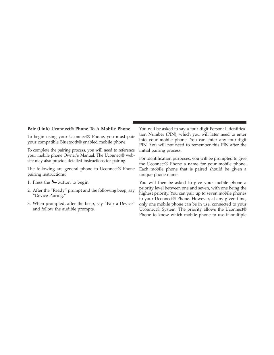 Pair (link) uconnect® phone to a mobile phone | Jeep 2014 Patriot - Owner Manual User Manual | Page 116 / 568