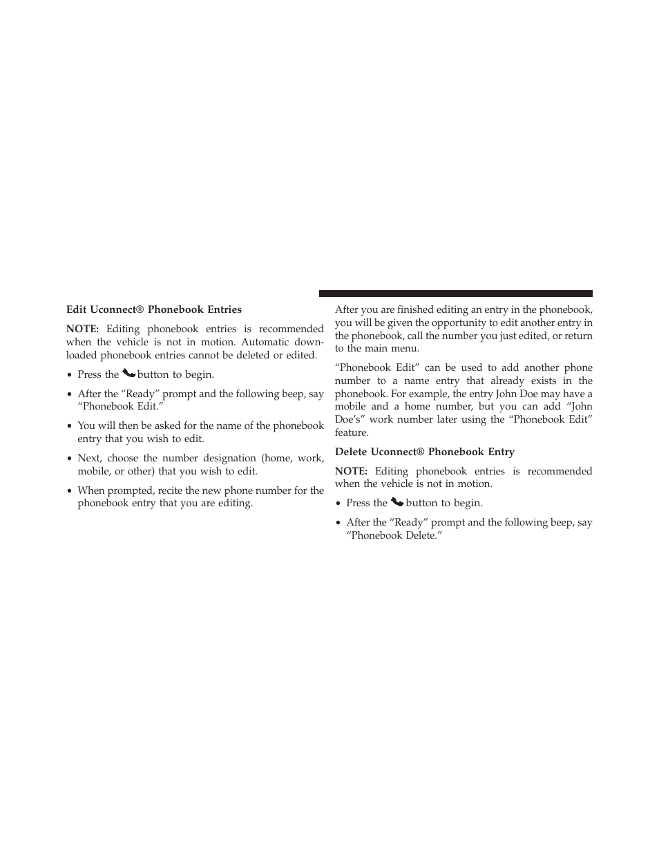 Edit uconnect® phonebook entries, Delete uconnect® phonebook entry | Jeep 2014 Patriot - Owner Manual User Manual | Page 120 / 568