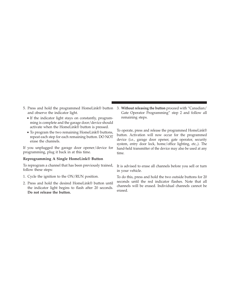 Reprogramming a single homelink® button, Using homelink, Security | Jeep 2014 Patriot - Owner Manual User Manual | Page 186 / 568