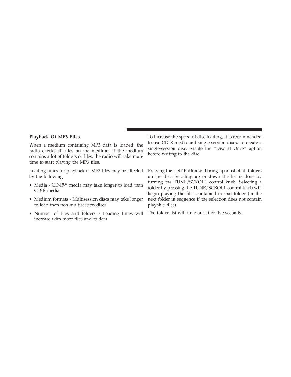 Playback of mp3 files, List button — cd mode for mp3 play | Jeep 2014 Patriot - Owner Manual User Manual | Page 286 / 568