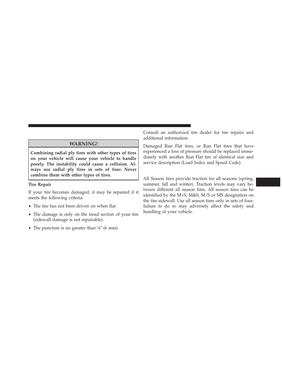 Radial ply tires, All season tires — if equipped | Jeep 2014 Patriot - Owner Manual User Manual | Page 391 / 568