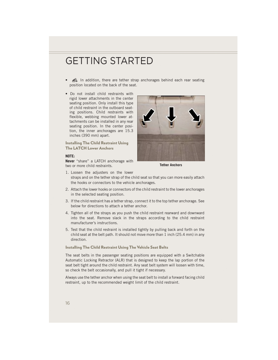 Getting started | Jeep 2014 Patriot - User Guide User Manual | Page 18 / 126