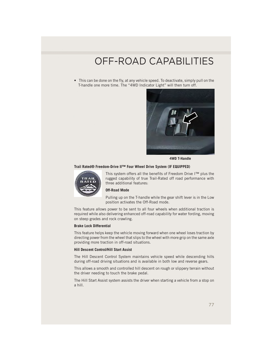 Off-road capabilities | Jeep 2014 Patriot - User Guide User Manual | Page 79 / 126