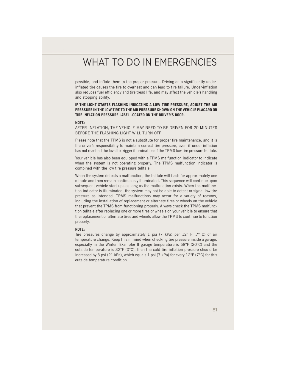 What to do in emergencies | Jeep 2014 Patriot - User Guide User Manual | Page 83 / 126