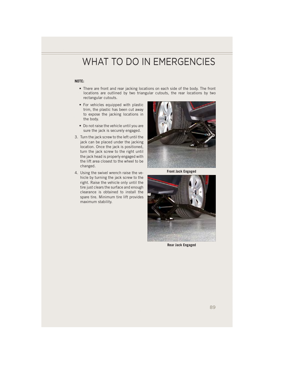 What to do in emergencies | Jeep 2014 Patriot - User Guide User Manual | Page 91 / 126