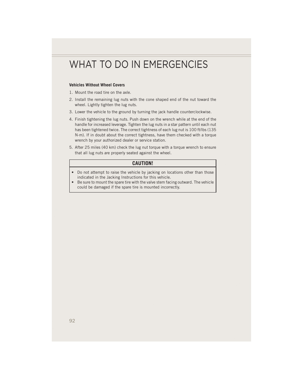 What to do in emergencies | Jeep 2014 Patriot - User Guide User Manual | Page 94 / 126