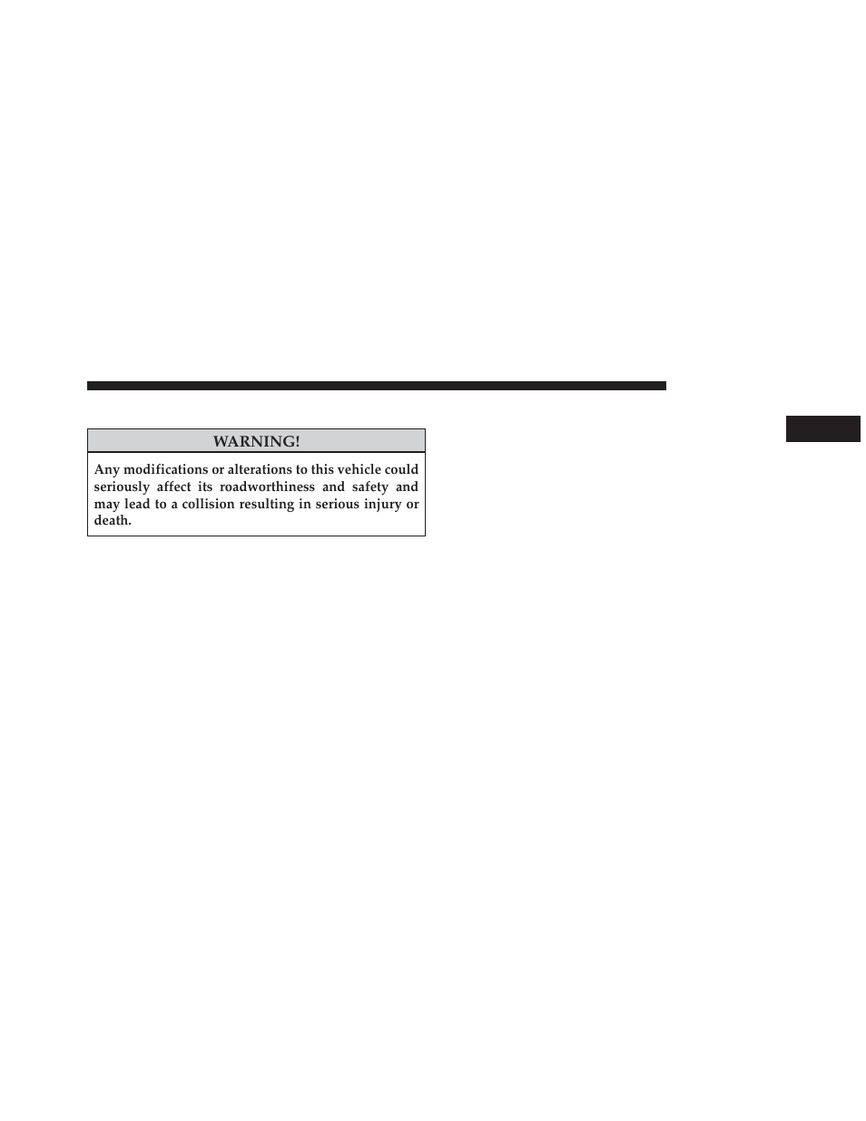 Vehicle modifications/alterations | Jeep 2014 Wrangler - Owner Manual User Manual | Page 11 / 678