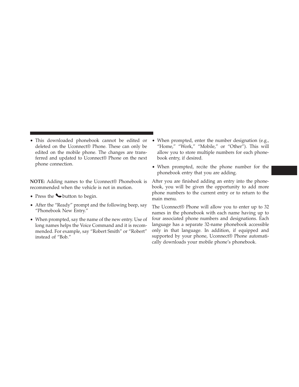 Add names to your uconnect® phonebook | Jeep 2014 Wrangler - Owner Manual User Manual | Page 127 / 678