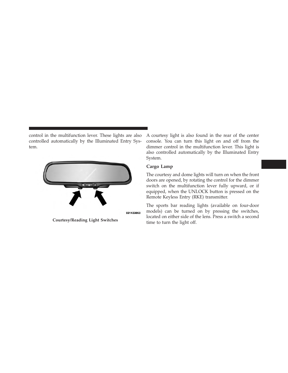 Cargo lamp | Jeep 2014 Wrangler - Owner Manual User Manual | Page 177 / 678