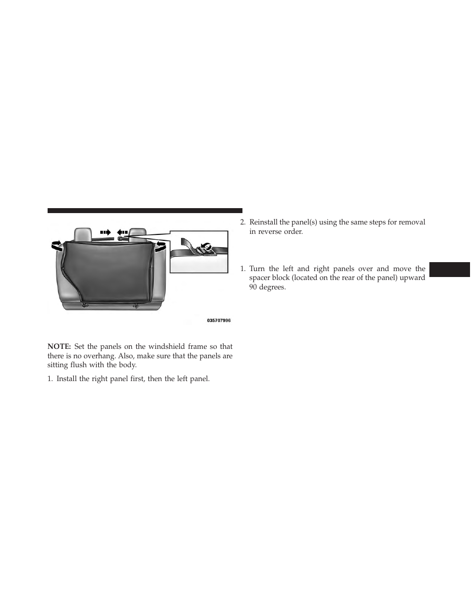 Front panel(s) installation, Front panel(s) installation with rear hard top, Removed | Jeep 2014 Wrangler - Owner Manual User Manual | Page 215 / 678