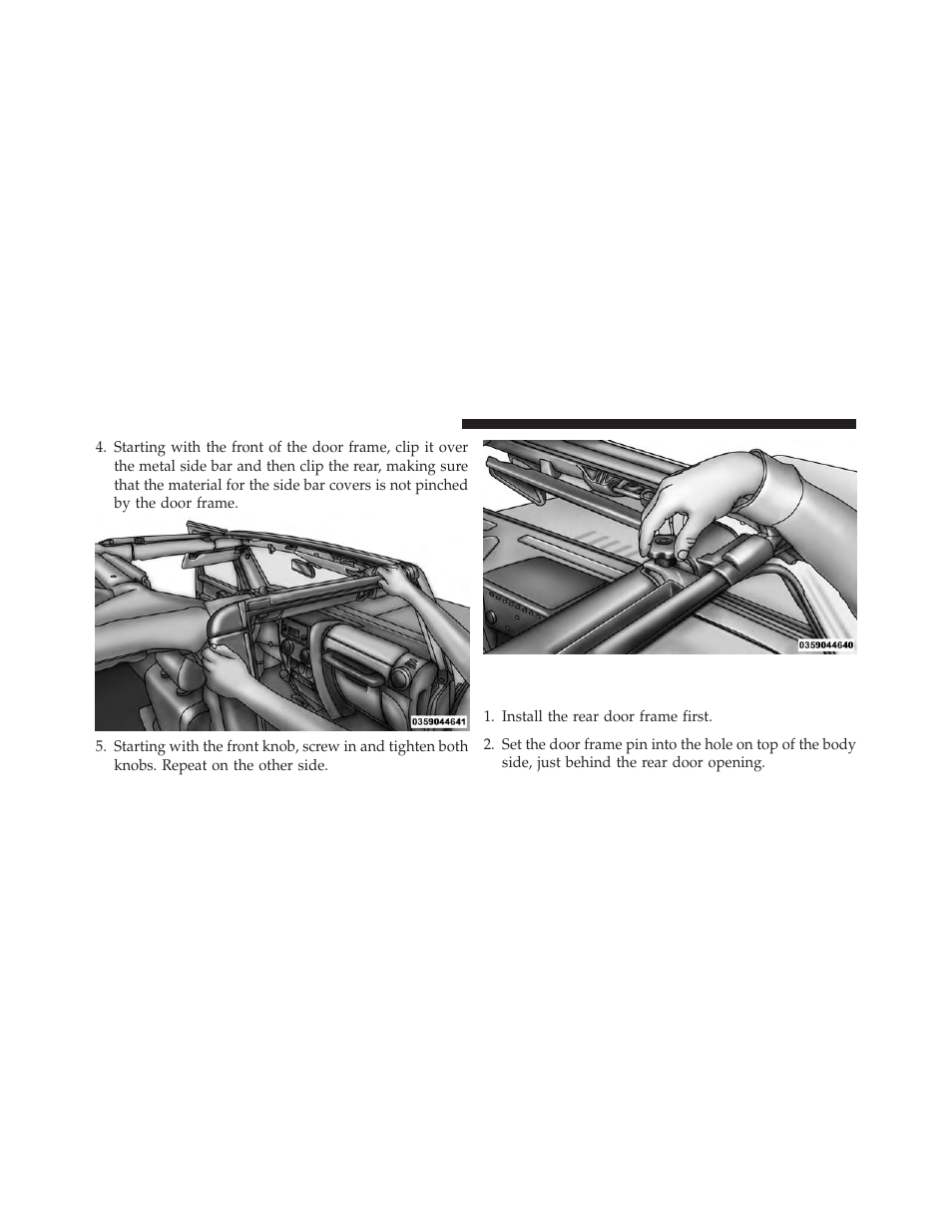 Door frame installation — four-door models, If equipped | Jeep 2014 Wrangler - Owner Manual User Manual | Page 224 / 678