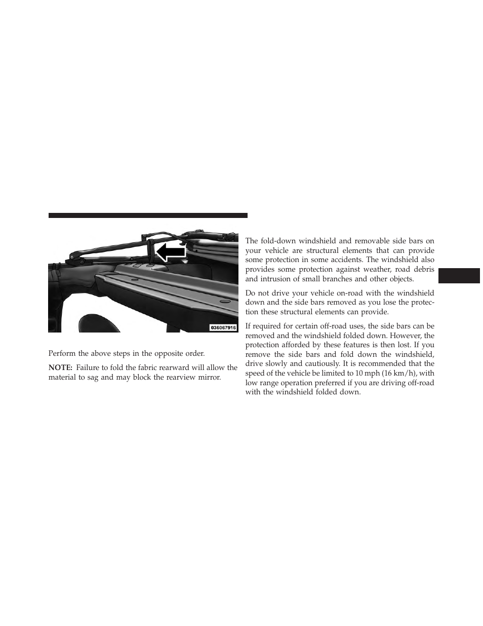 Closing the sunrider, Folding windshield | Jeep 2014 Wrangler - Owner Manual User Manual | Page 295 / 678