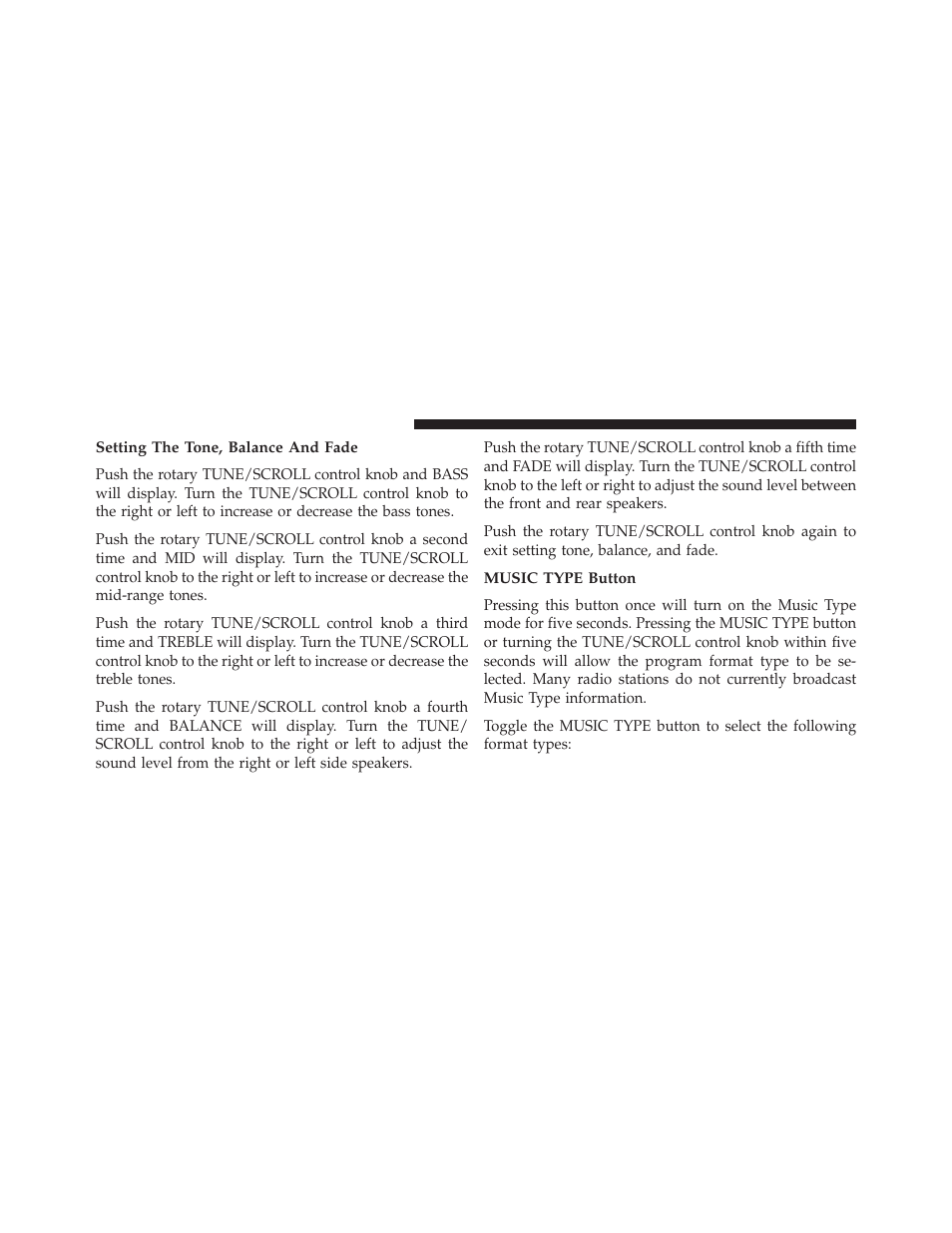 Setting the tone, balance and fade, Music type button | Jeep 2014 Wrangler - Owner Manual User Manual | Page 378 / 678