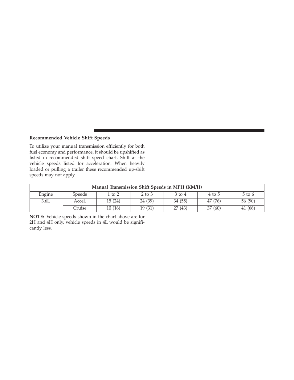 Recommended vehicle shift speeds | Jeep 2014 Wrangler - Owner Manual User Manual | Page 426 / 678