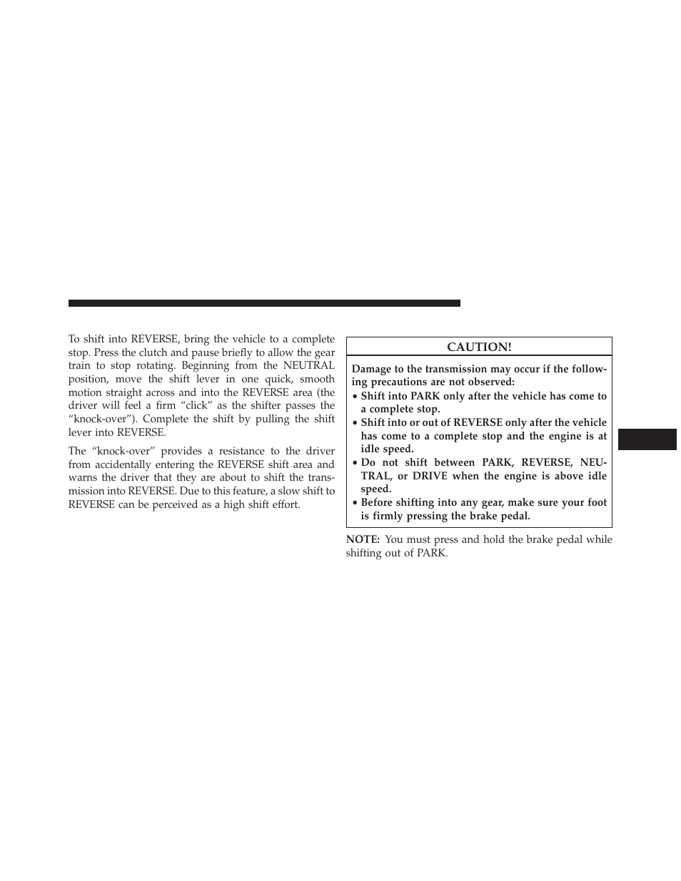 Reverse shifting, Automatic transmission — if equipped, Automatic transmission — if | Equipped | Jeep 2014 Wrangler - Owner Manual User Manual | Page 429 / 678