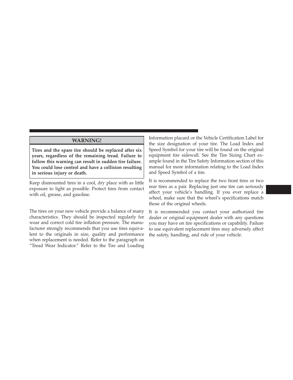 Replacement tires | Jeep 2014 Wrangler - Owner Manual User Manual | Page 507 / 678