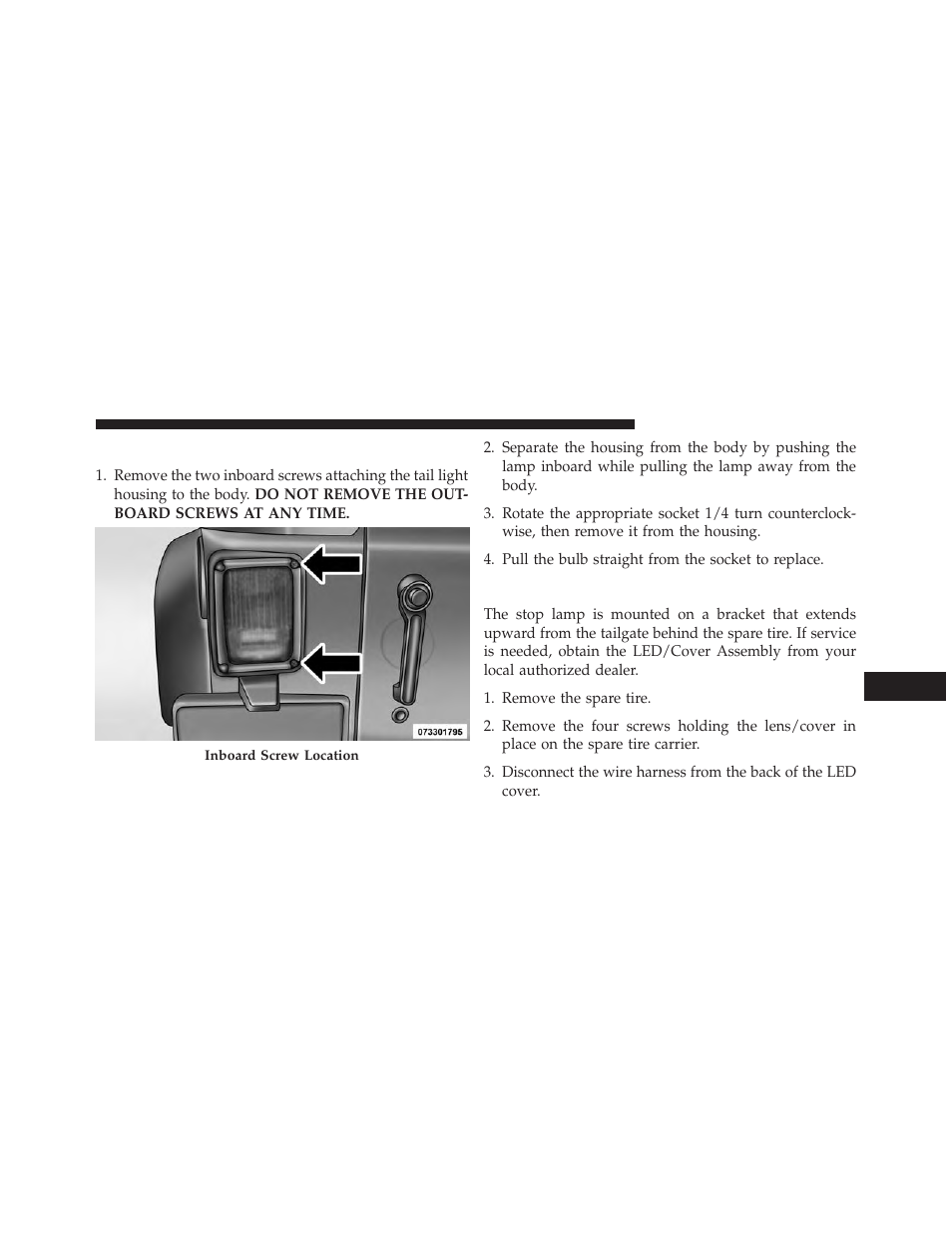Rear tail, stop, turn signal, and backup lamp, Center high-mounted stop lamp (chmsl), Rear tail, stop, turn signal, and backup | Lamp | Jeep 2014 Wrangler - Owner Manual User Manual | Page 633 / 678