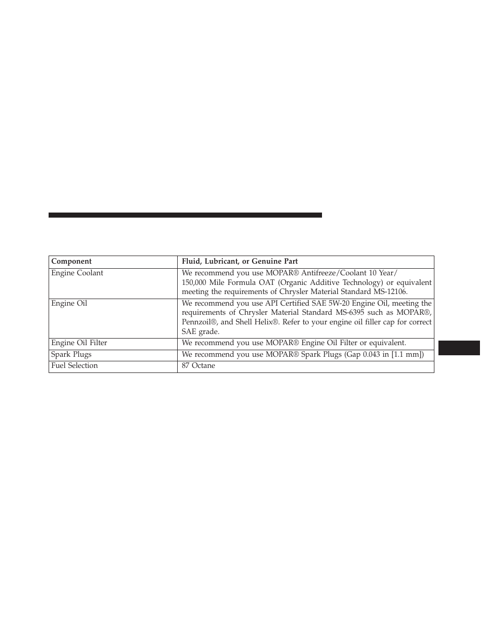 Fluids, lubricants and genuine parts, Engine | Jeep 2014 Wrangler - Owner Manual User Manual | Page 635 / 678