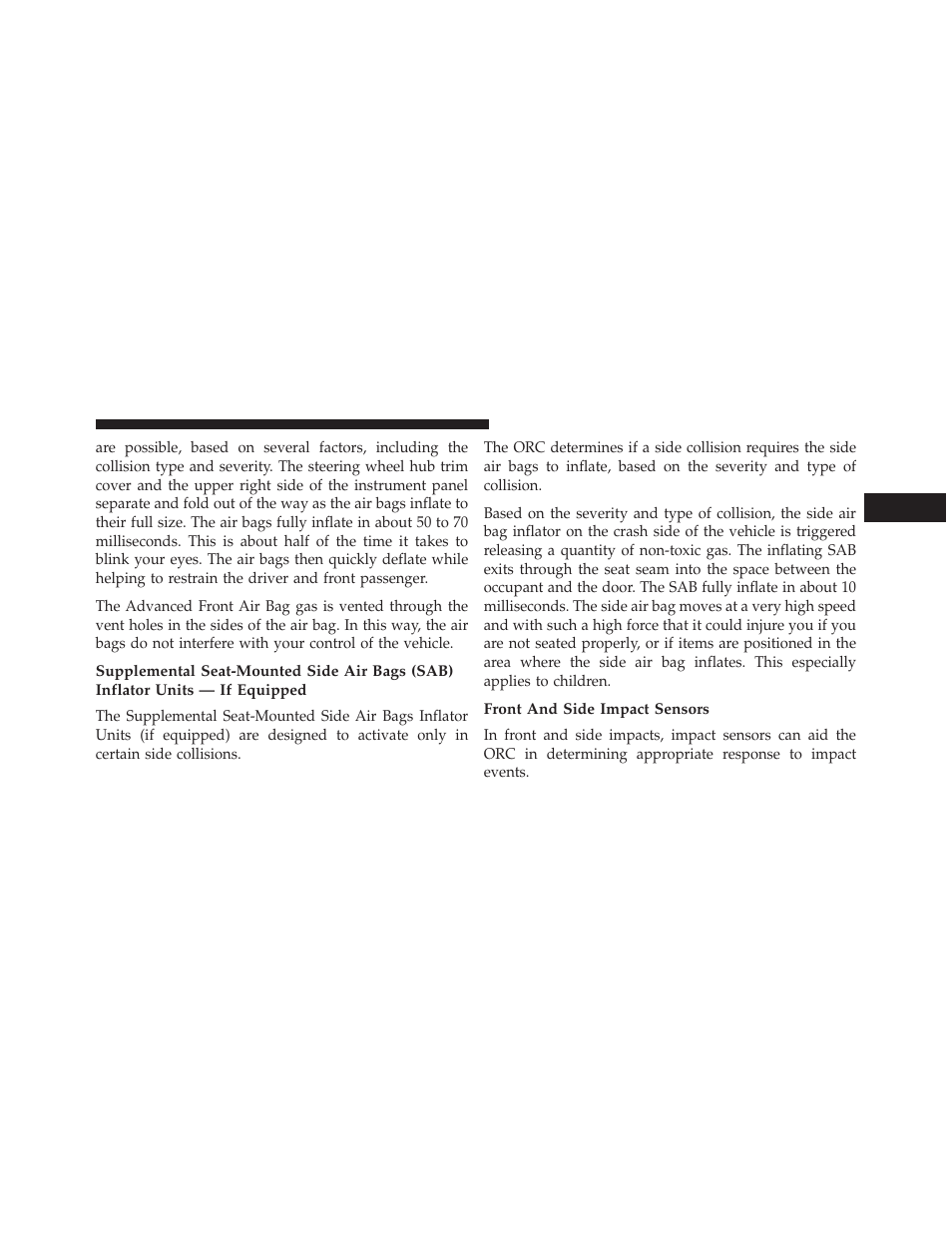 Front and side impact sensors | Jeep 2014 Wrangler - Owner Manual User Manual | Page 75 / 678