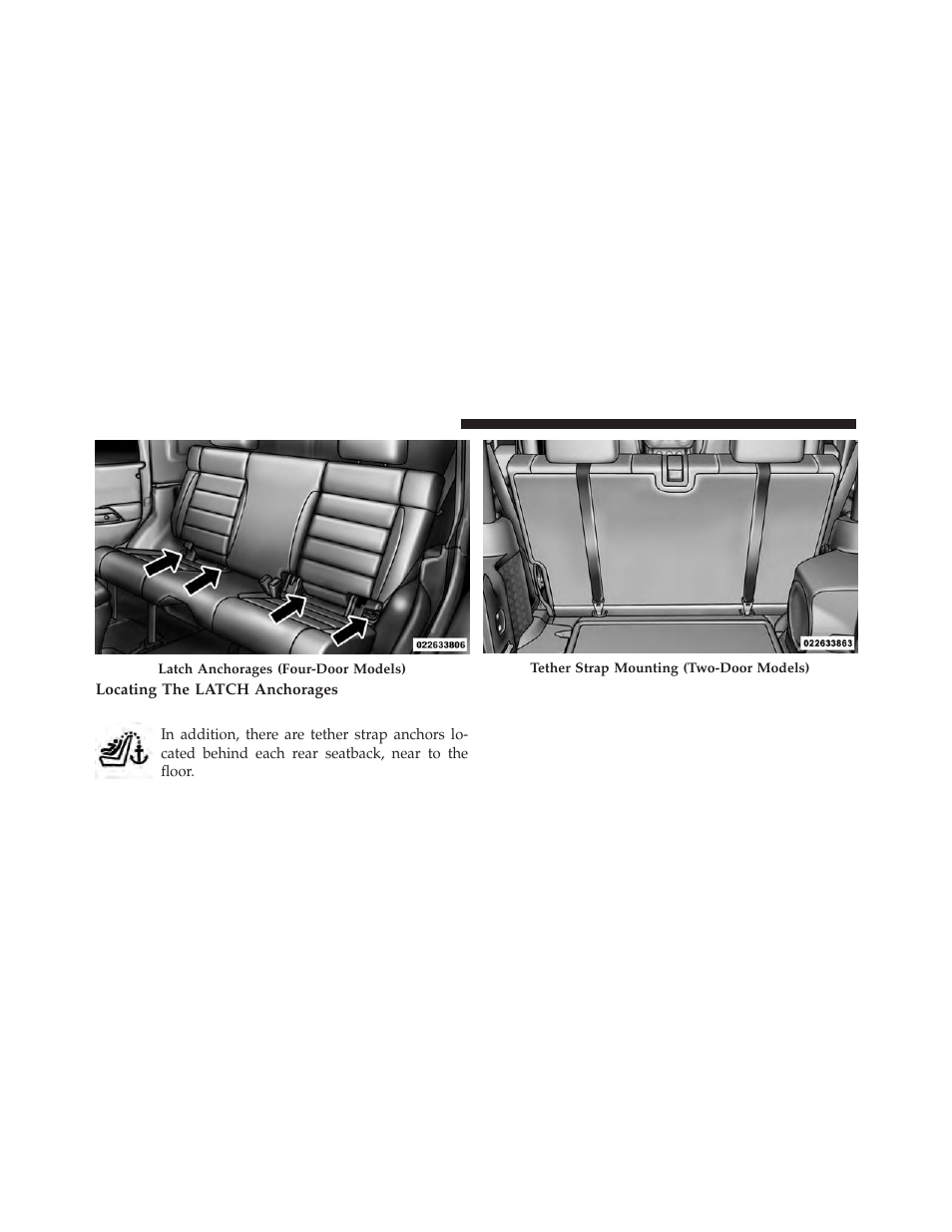 Locating the latch anchorages | Jeep 2014 Wrangler - Owner Manual User Manual | Page 94 / 678