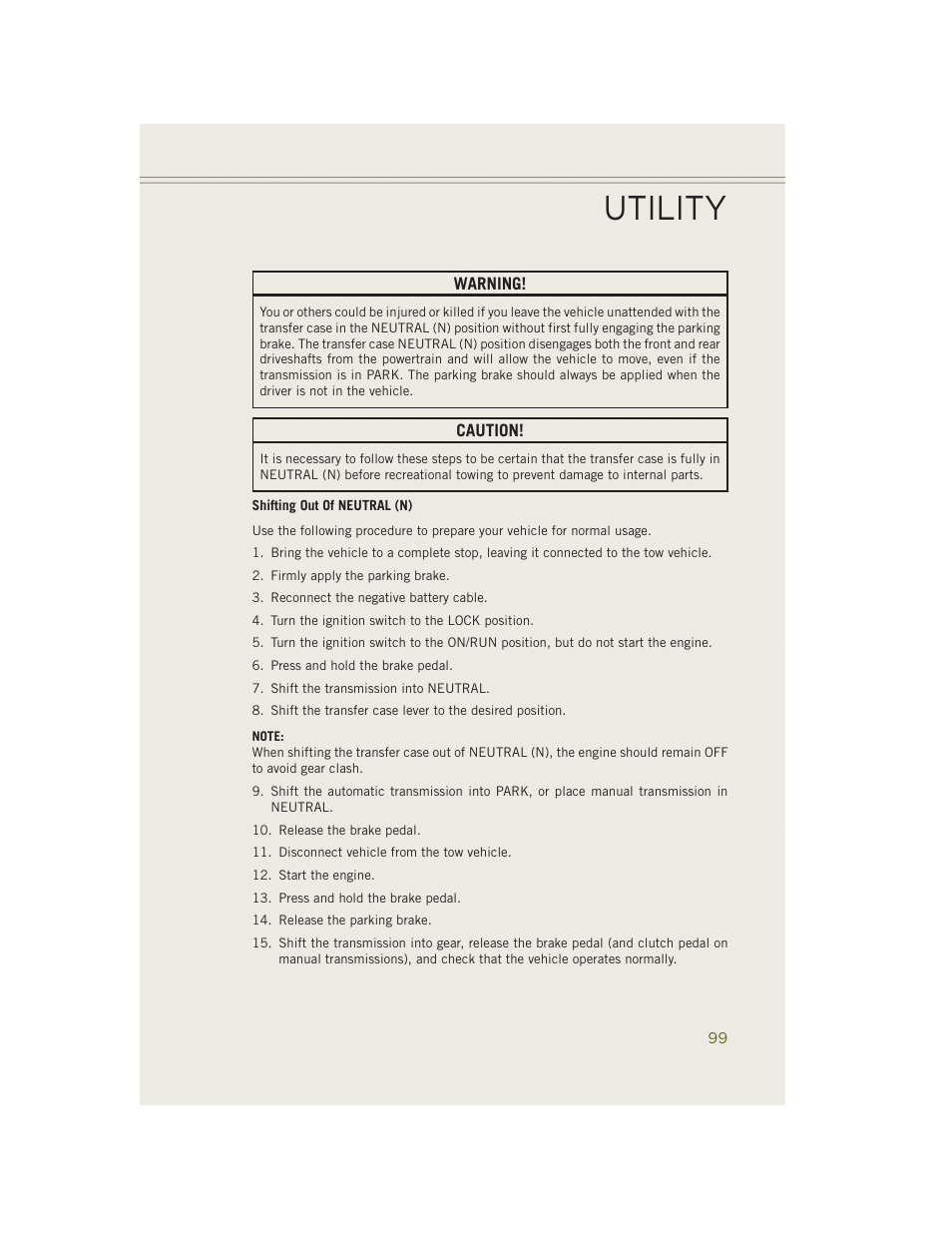 Utility | Jeep 2014 Wrangler - User Guide User Manual | Page 101 / 148