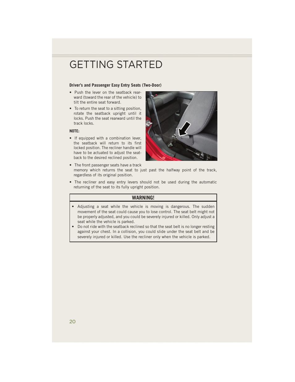 Getting started | Jeep 2014 Wrangler - User Guide User Manual | Page 22 / 148