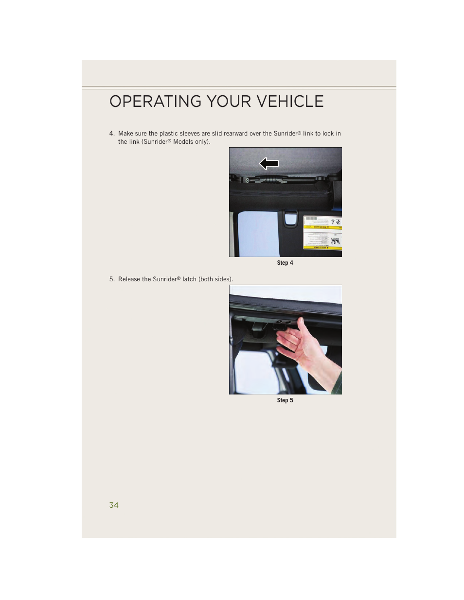Operating your vehicle | Jeep 2014 Wrangler - User Guide User Manual | Page 36 / 148