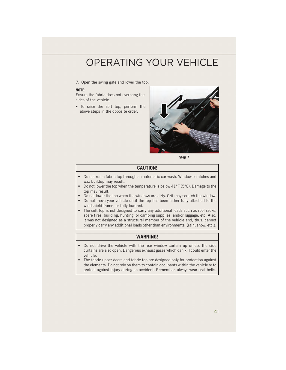 Operating your vehicle | Jeep 2014 Wrangler - User Guide User Manual | Page 43 / 148