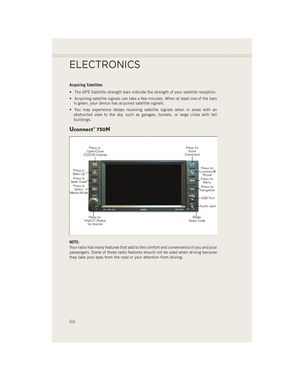 Uconnect® 730n, Uconnect, 730n | Electronics | Jeep 2014 Wrangler - User Guide User Manual | Page 68 / 148