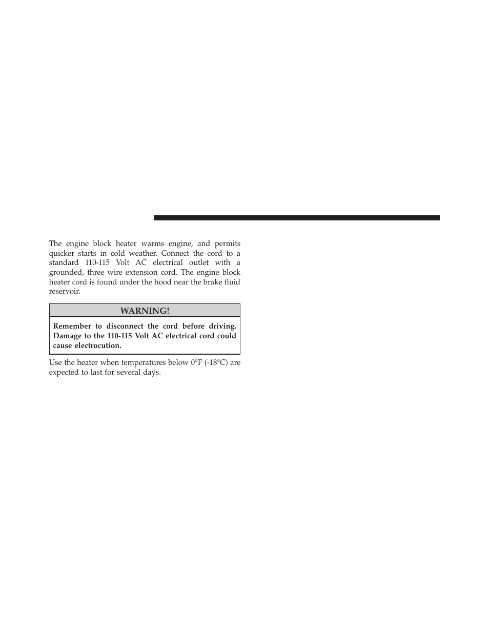 Engine block heater — if equipped | Jeep 2014 Wrangler - Postal Supplement User Manual | Page 40 / 50