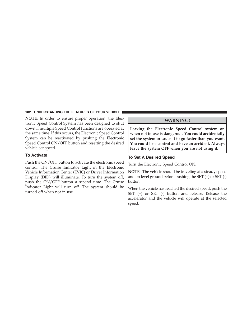 To activate, To set a desired speed | Jeep 2015 Cherokee - Owner Manual User Manual | Page 184 / 758