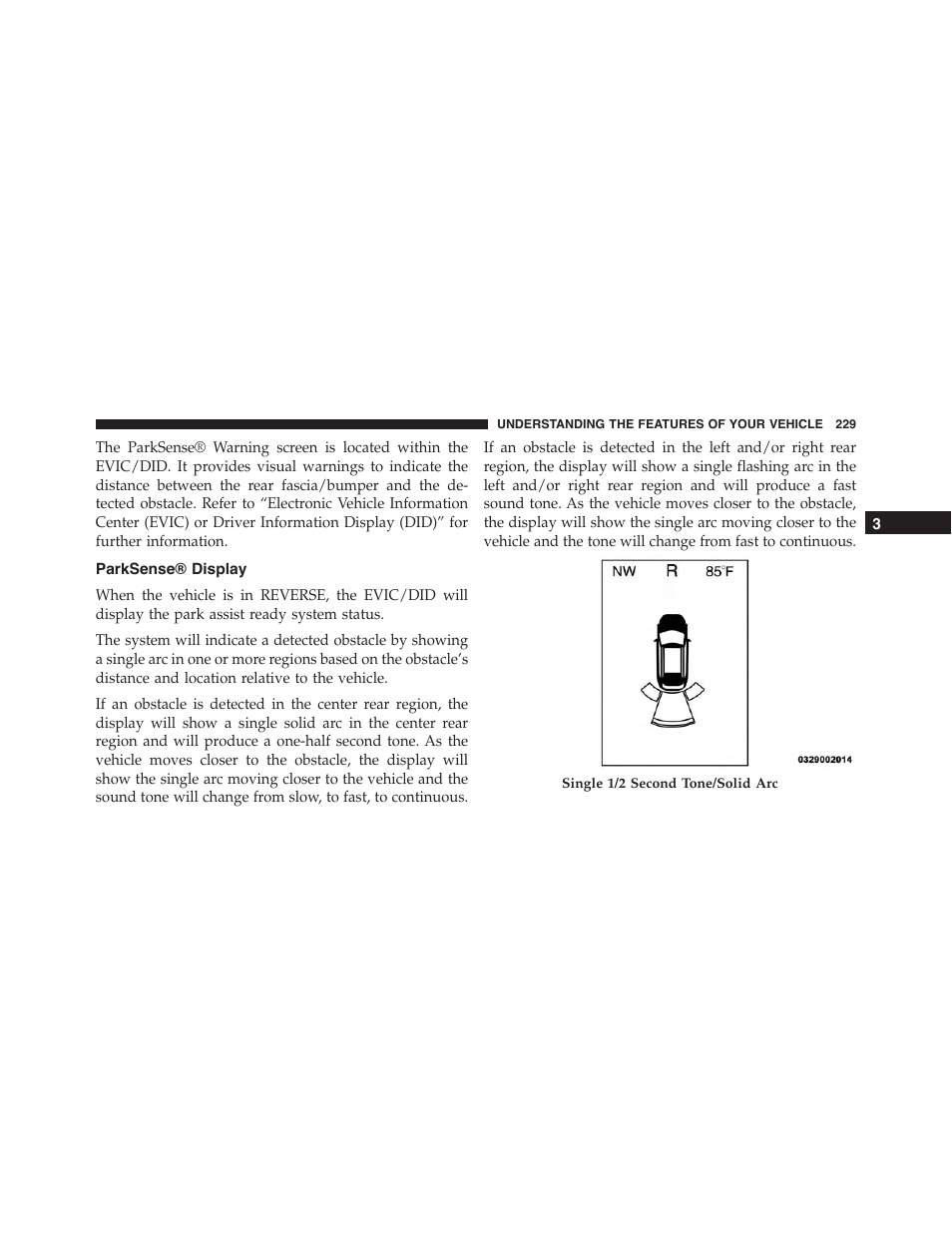 Parksense® display | Jeep 2015 Cherokee - Owner Manual User Manual | Page 231 / 758