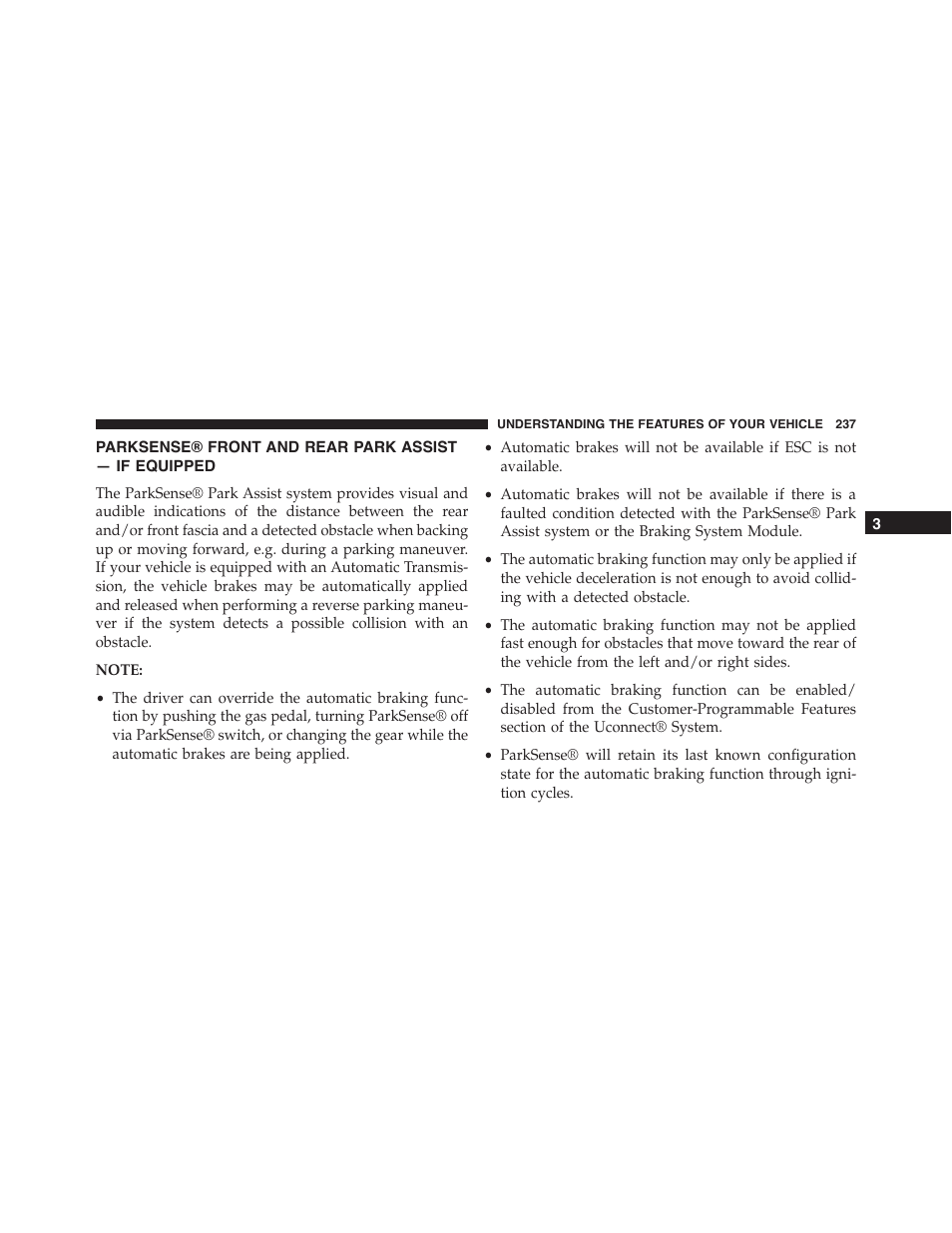 Parksense® front and rear park assist, If equipped | Jeep 2015 Cherokee - Owner Manual User Manual | Page 239 / 758