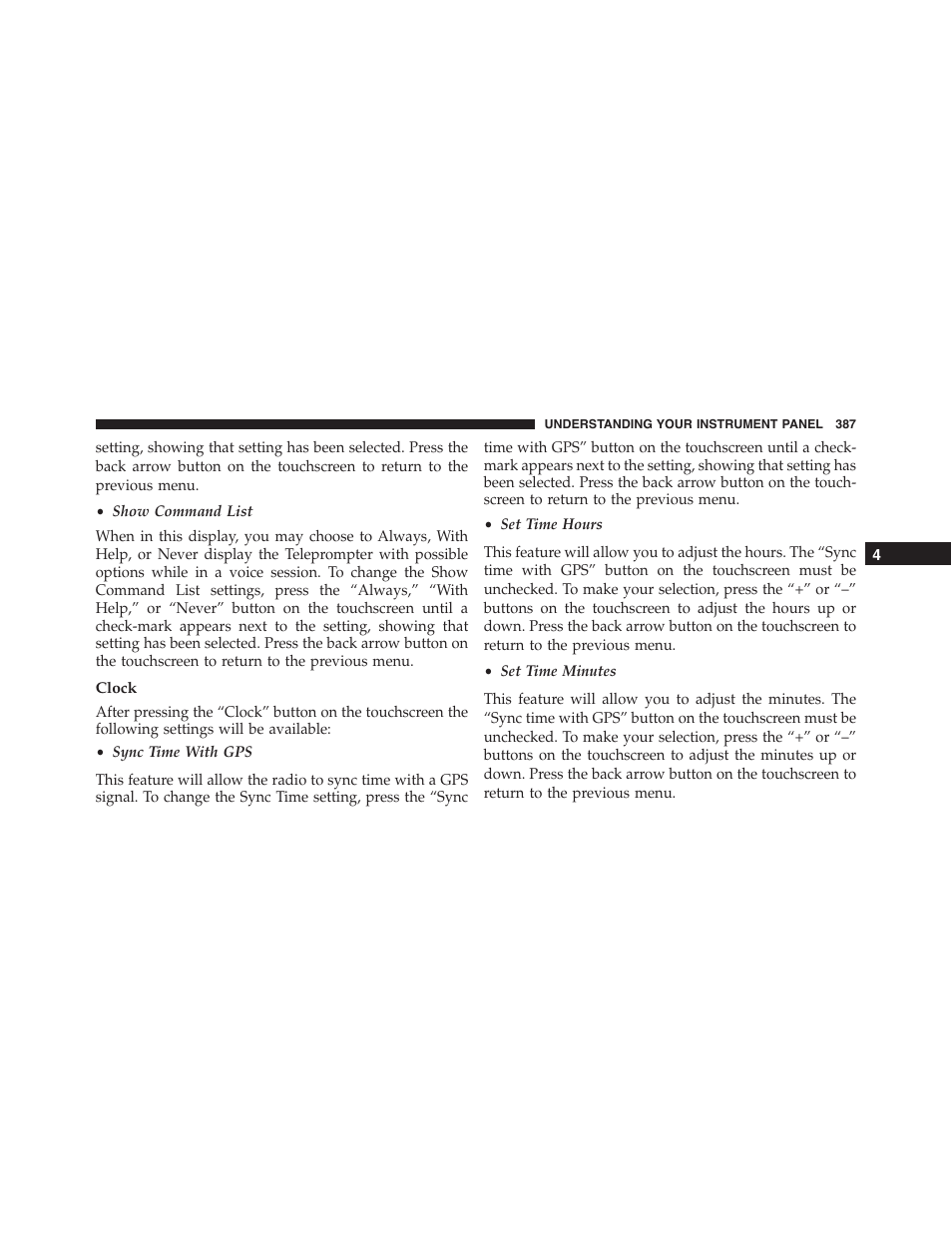Clock | Jeep 2015 Cherokee - Owner Manual User Manual | Page 389 / 758