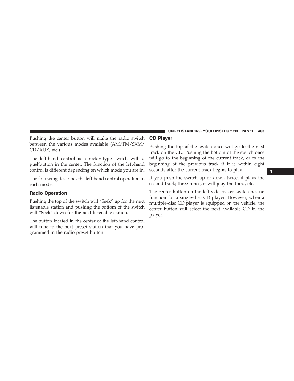 Radio operation, Cd player | Jeep 2015 Cherokee - Owner Manual User Manual | Page 407 / 758